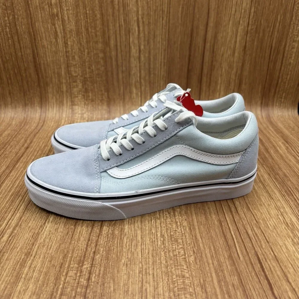 Vans Old Skool Shoes Womens 7.5 Light Blue Canvas Suede Lace Up Sneakers New - Picture 3 of 8
